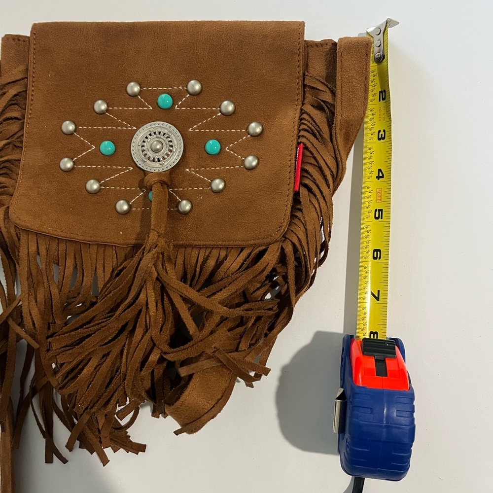 Union Bay brown Western Fringe Crossbody Bag Purse Boho Hippie Faux Leather EUC - Picture 11 of 12